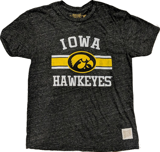 Men's NCAA Iowa Hawkeyes Retro Brand Charcoal Gray TriBlend Tee