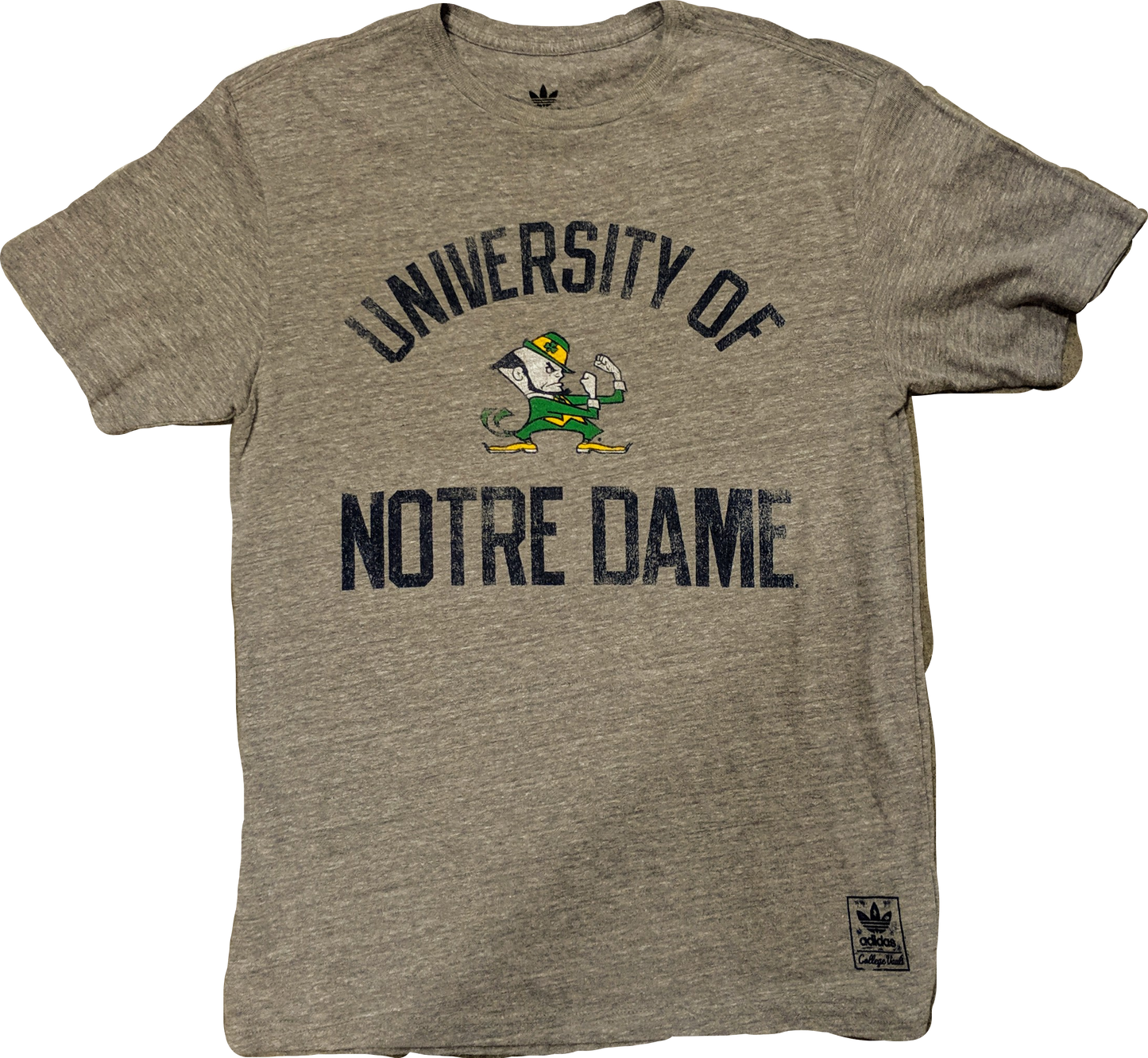 Men's NCAA Notre Dame Fighting Irish Gym Class College Vault adidas Triblend Gray Tee