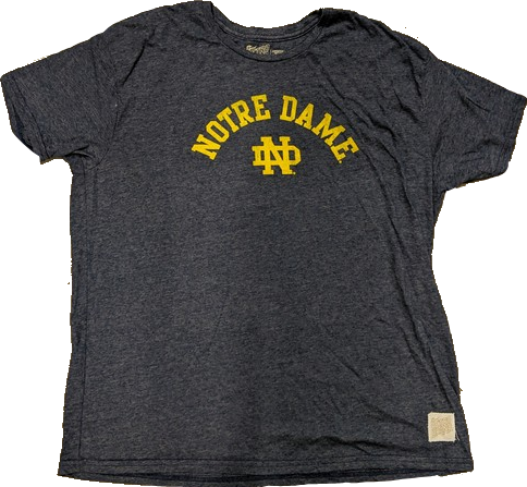 Men's NCAA Notre Dame Fighting Irish Retro Brand Navy Arch Script TriBlend Tee