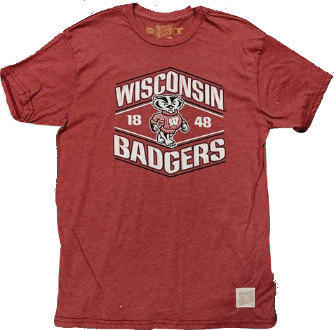 Men's Wisconsin Badgers Heather Red NCAA Retro Brand Dual Blend Tee