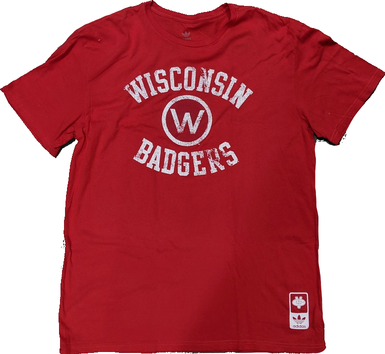 NCAA Mens adidas Wisconsin Badgers Red Gym Class Tee