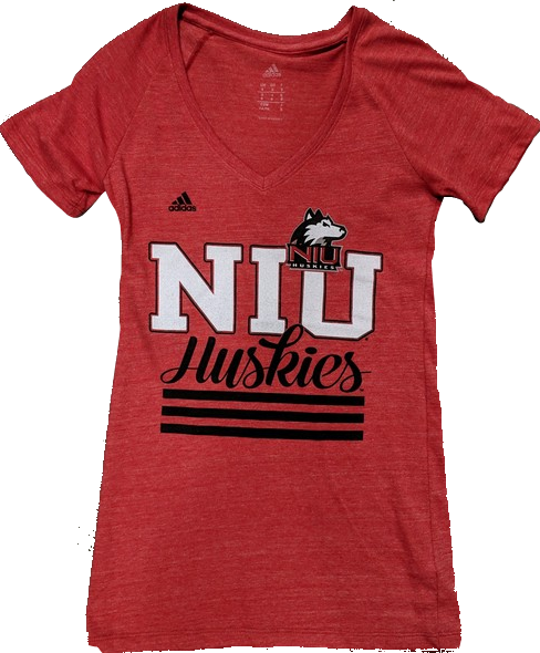 Womens NCAA Northern Illinois University Huskies Red adidas Heathered Tri-Blend Tee