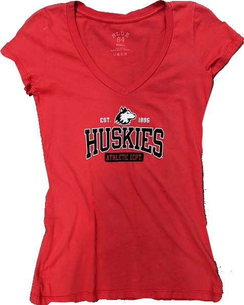 Womens NCAA Northern Illinois Huskies Red Athletic Department V-Neck Tee