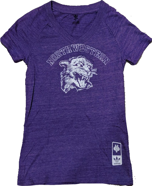 NCAA Northwestern Wildcats Women's Heather Purple adidas Originals Vault Tri-Blend V-Neck T-Shirt