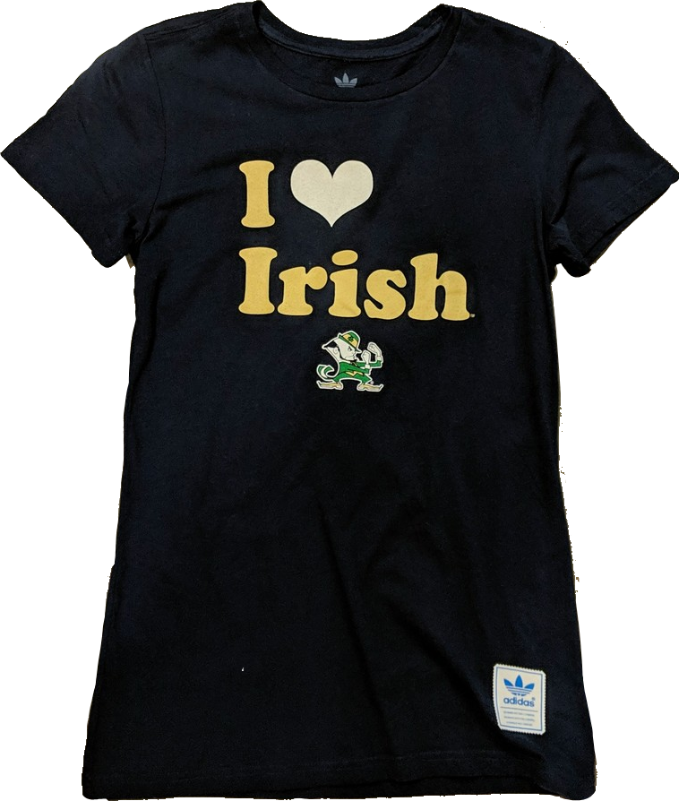 Womens NCAA Notre Dame Fighting Irish "I Love Irish" Navy Adidas Tee