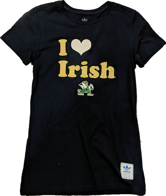 Womens NCAA Notre Dame Fighting Irish "I Love Irish" Navy Adidas Tee