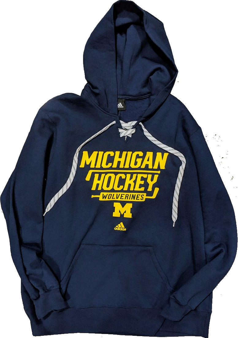 Mens NCAA Michigan Wolverines Hockey Hoodie By Adidas
