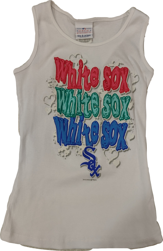 Youth Girls Chicago White Sox Multi Color Script Ribbed Tank Top