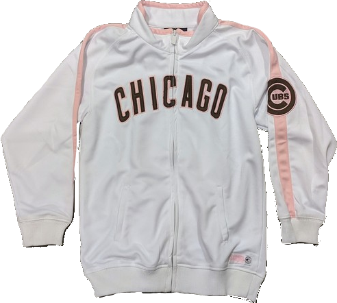 Youth Girls Chicago Cubs White/Pink Full Zip Track Jacket