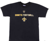 Youth New Orleans Saints Line Of Football Black Tee - Pro Jersey Sports