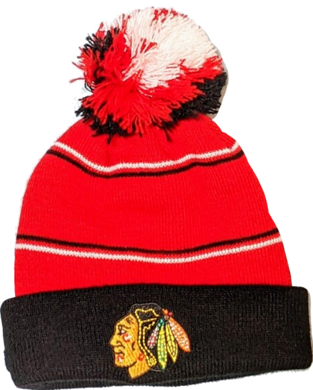 Kids Chicago Blackhawks Child Snowball Cuffed Beanie Hat