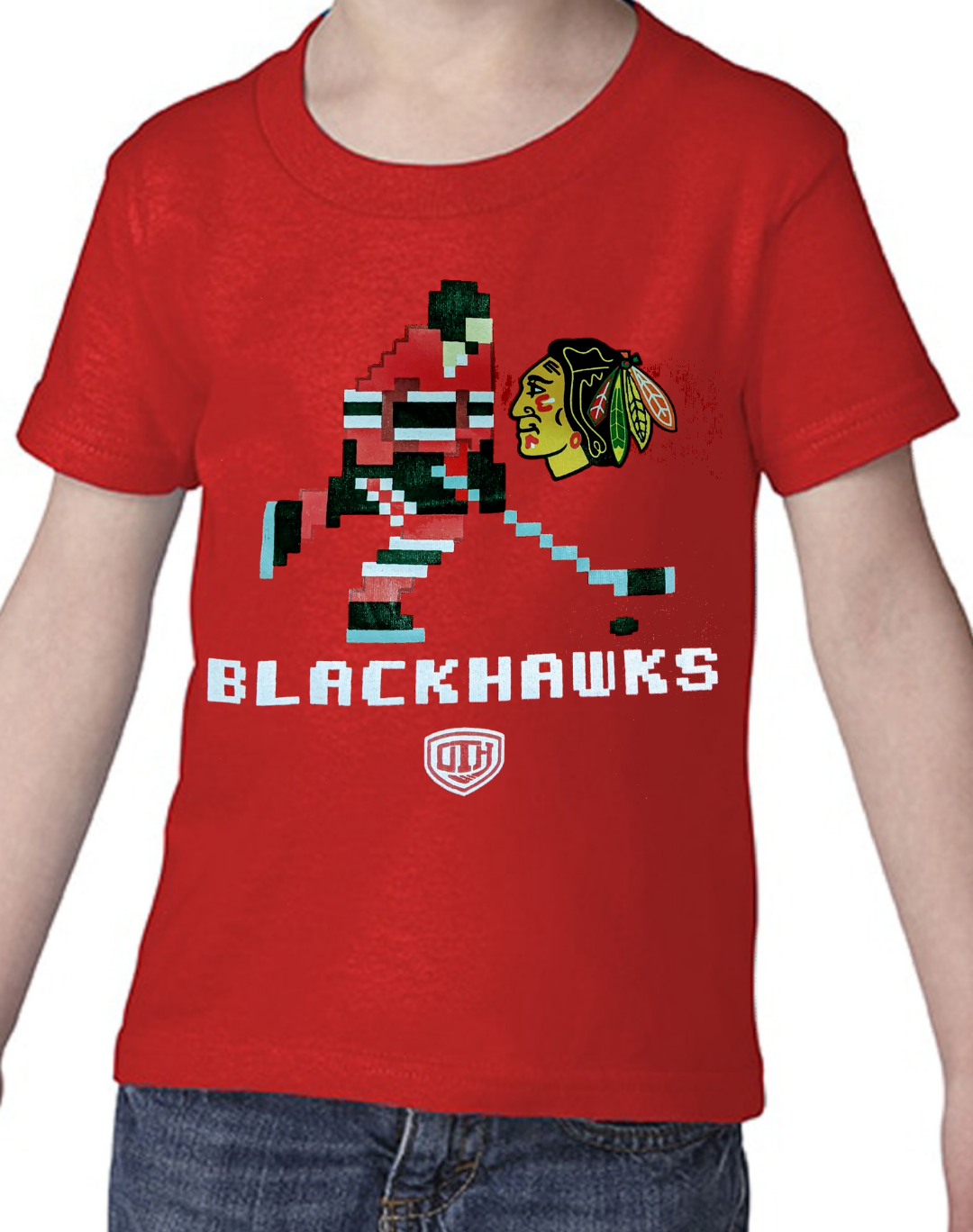 Toddler Chicago Blackhawks Red Pixel T-shirt, Red-Old Time Hockey