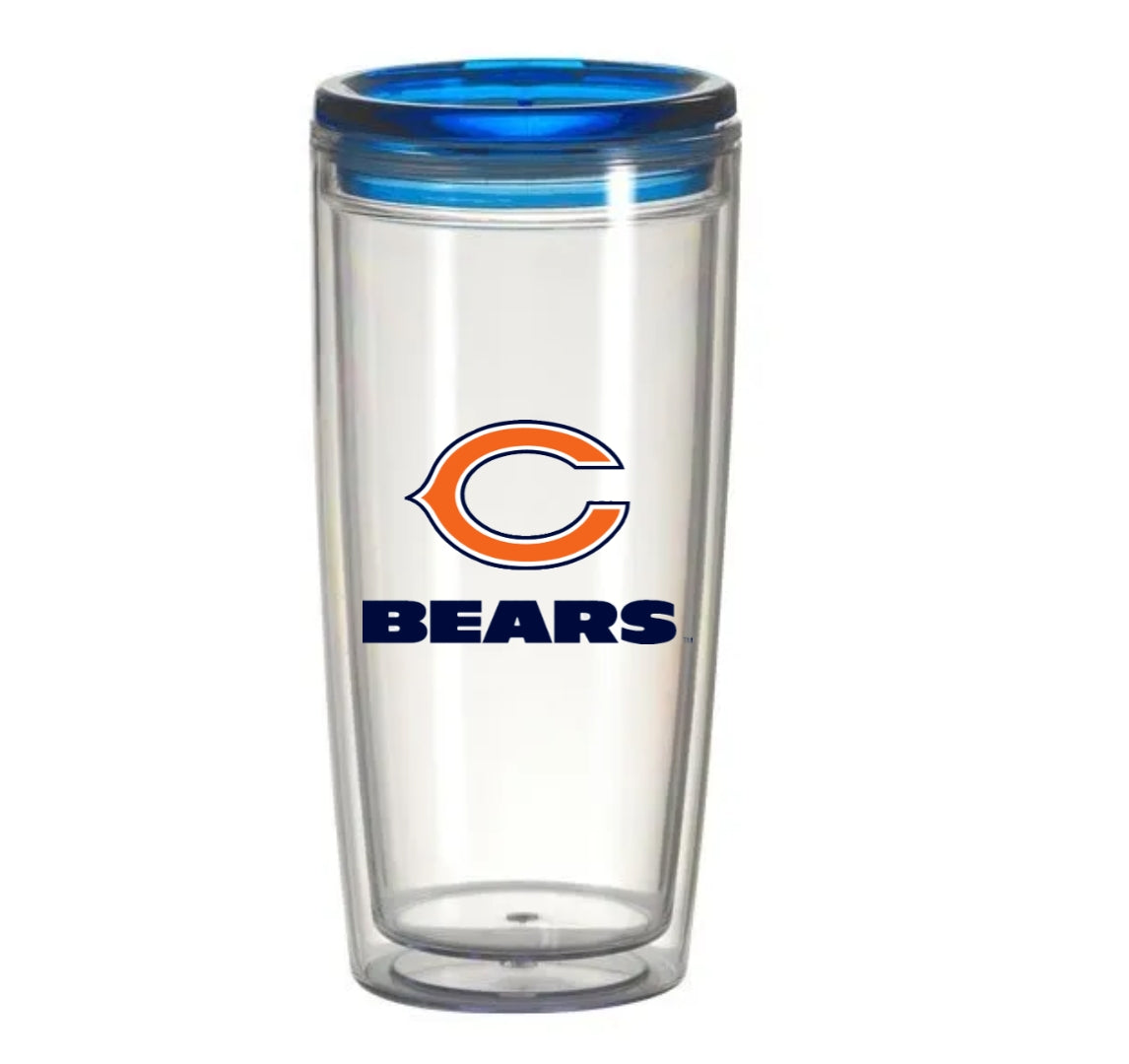 Chicago Bears Official NFL Clear Double Wall Tumbler by Boelter Brands