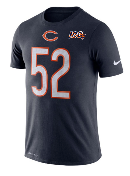 Men's Chicago Bears Khalil Mack 100th Anniversary Nike Navy Player Pride Name & Number Performance T-Shirt