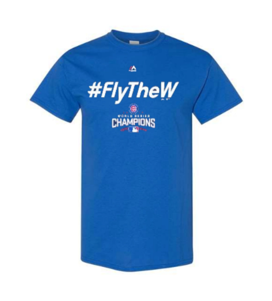 Men's Chicago Cubs 2016 World Series Champions Fly The W Hashtag Tee By Majestic