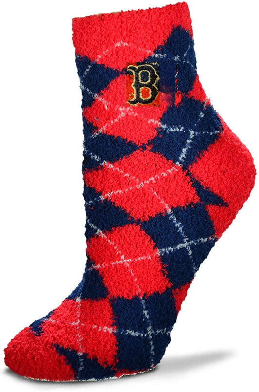 Boston Red Socks Argyle Fuzzy Sleep Socks