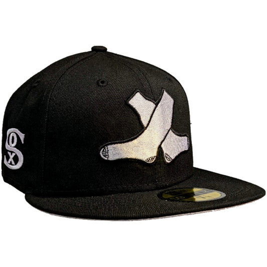 Men's Chicago White Sox New Era Cooperstown Collection 1920 Cross Socks Black 59FIFTY Side Patch Fitted Hat