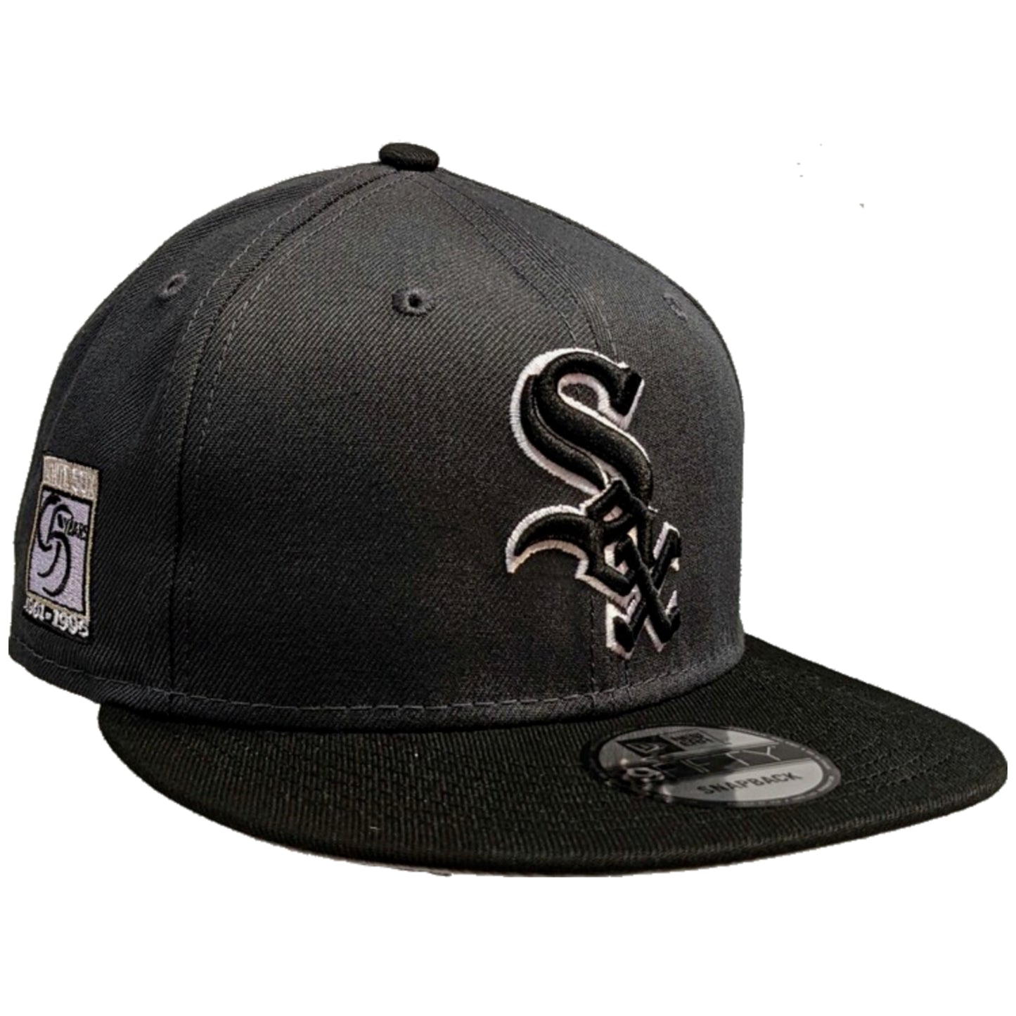 Mens Chicago White Sox New Era Graphite and Black 95th Anniversary Side Patch 9FIFTY Snapback Hat