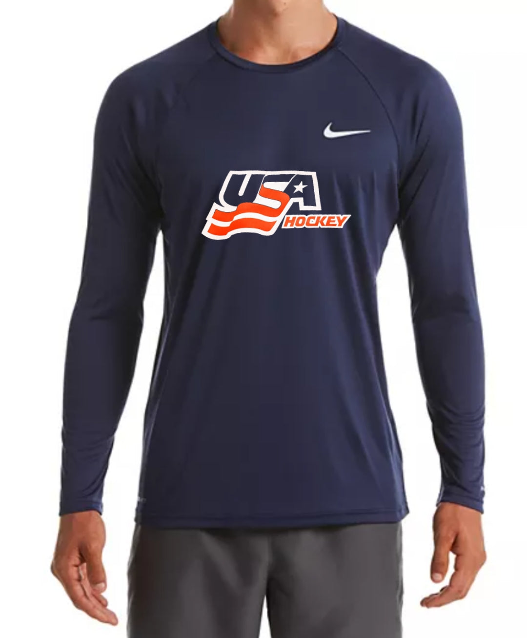 Men's USA Hockey Navy Nike Legend Logo Dri-Fit Long Sleeve Tee