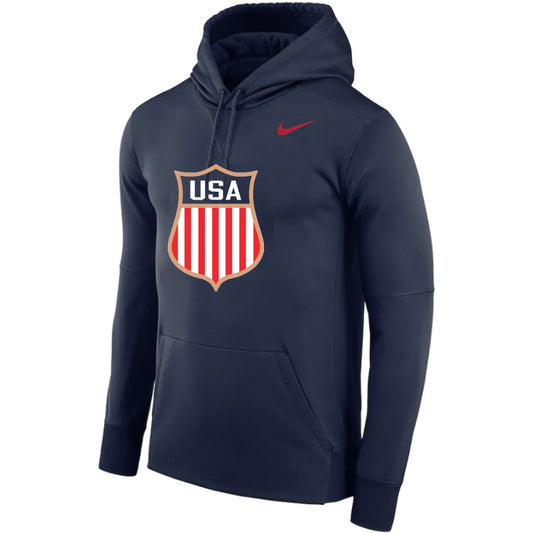 Men's Team USA Hockey Shield Nike Club Fleece Pullover Hoodie – Navy