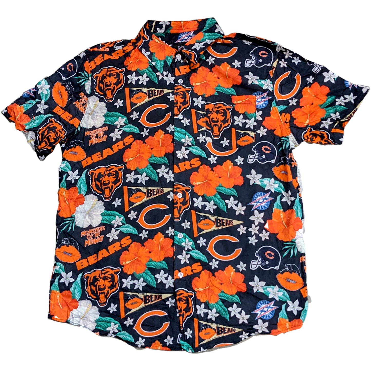 Men's Bears Floral Button Down Hawaiian Shirt