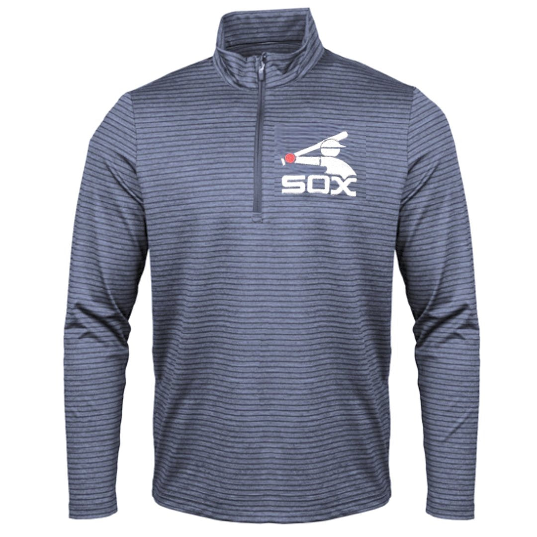 Men's Chicago White Sox Cooperstown Collection Heather Navy Capacity 1/4 Zip Pullover By Antigua