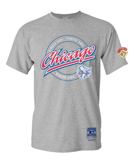 Men's Chicago White Sox Mitchell And Ness Cooperstown Collection Heather Gray 1950 On Deck Circle Tee
