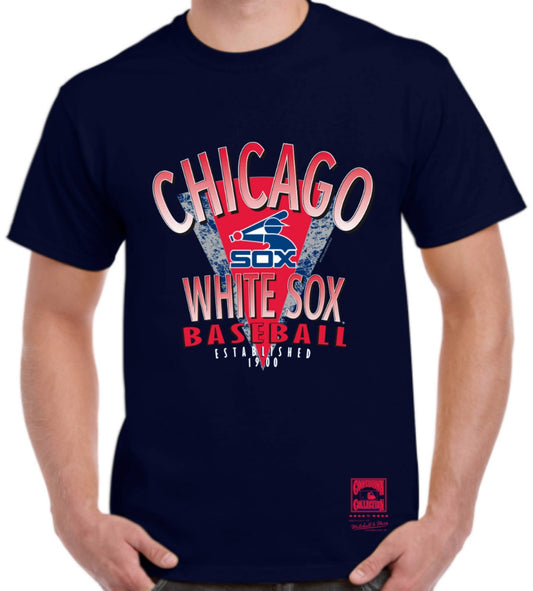 Men's Chicago White Sox Mitchell And Ness Cooperstown Collection 1983 Navy Hometown Champs Tee