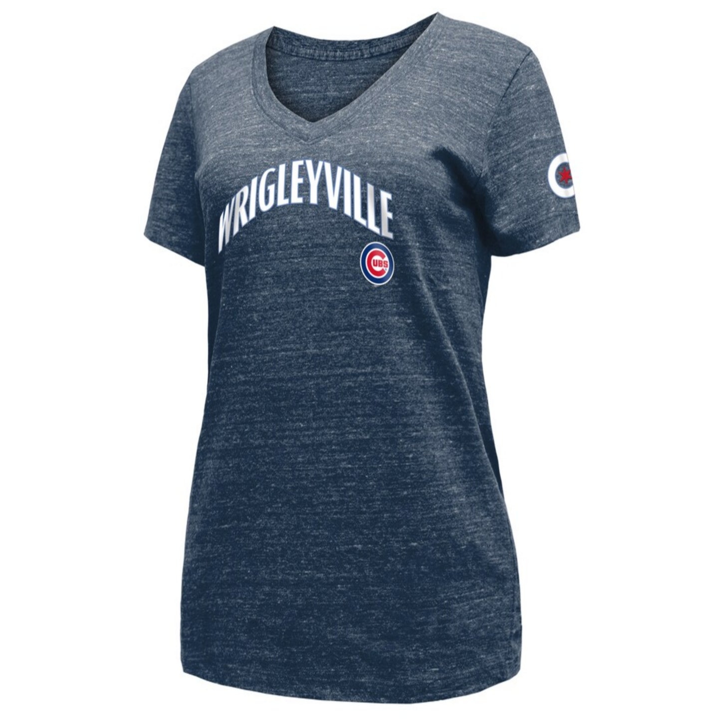 Women's Chicago Cubs New Era Heathered Navy City Connect V-Neck T-Shirt