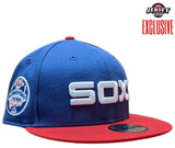 Mens Chicago White Sox New Era 1983 Road Cooperstown Collection 2 Tone Red & Navy 75th Anniversary of Comiskey Park 9FIFTY Snapback Hat - Pro Jersey Sports