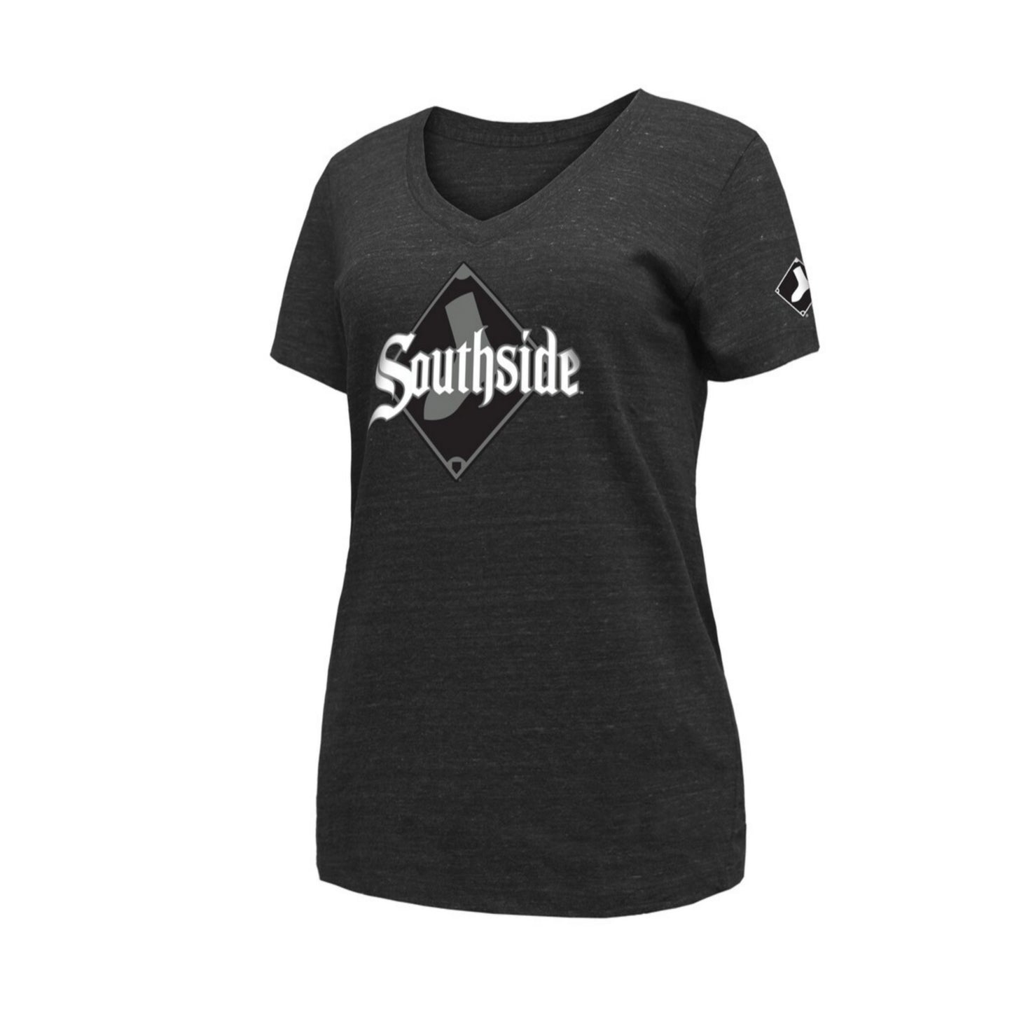 Women's Chicago White Sox City Connect New Era Tri-Blend V-Neck T-Shirt - Black