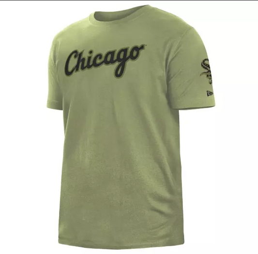 Men's Chicago White Sox 2022 Armed Forces Day Olive New Era Tee