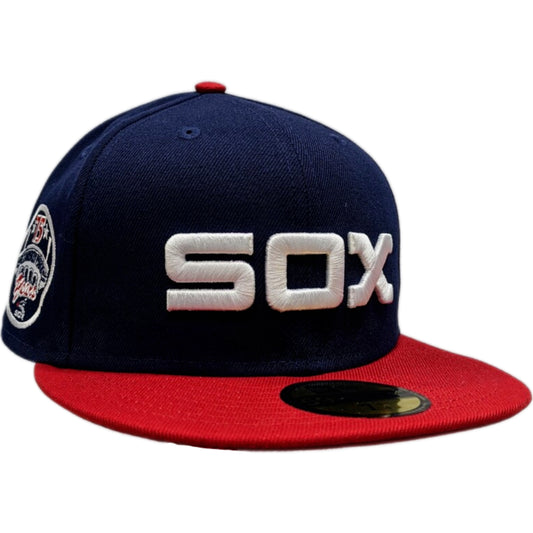 Chicago White Sox Cooperstown Collection 1983 Road 75 Years Side Patch Navy & Red New Era 59FIFTY Fitted Hat