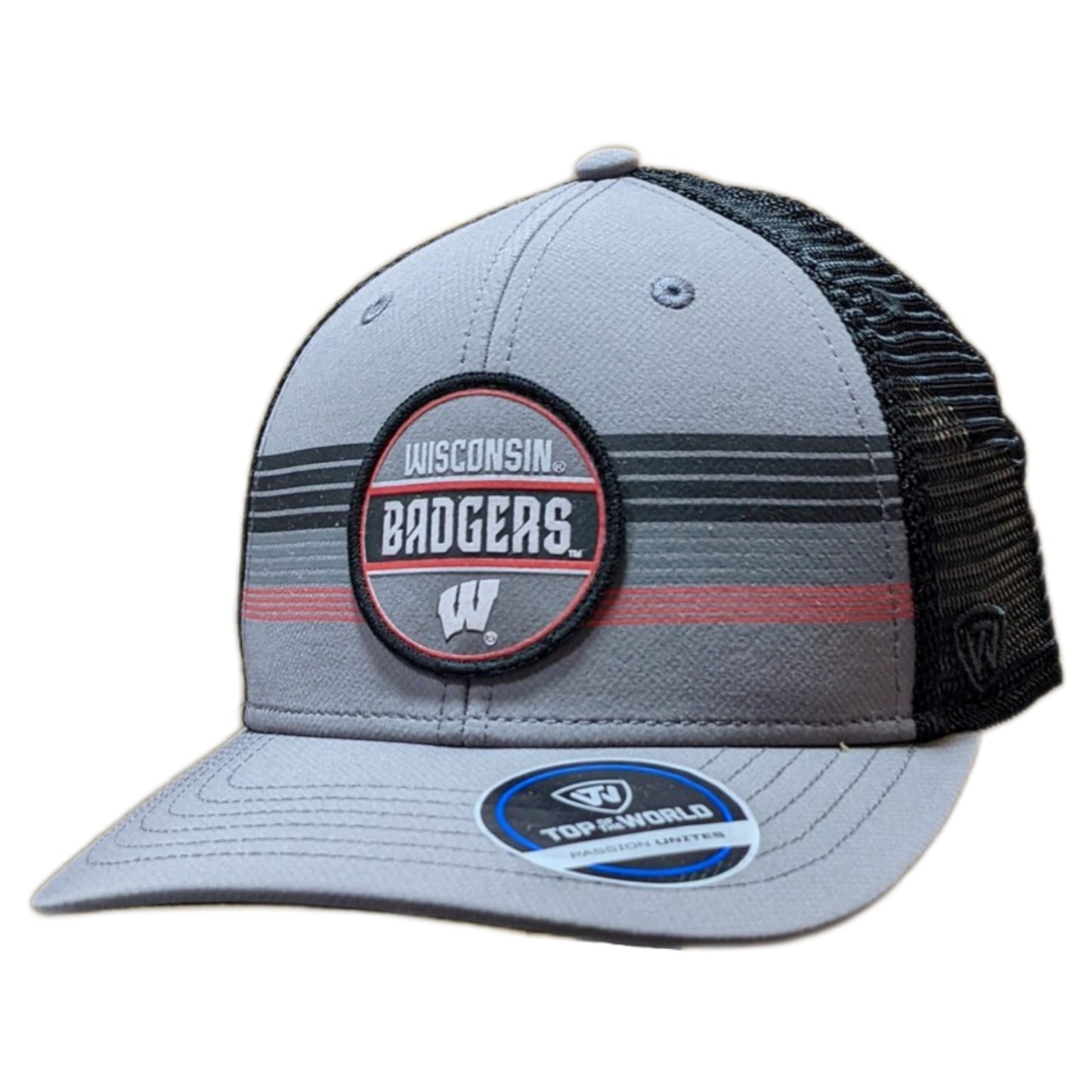 Wisconsin Badgers Top of the World Gray/Black Trucker Adjustable Snapback Hat