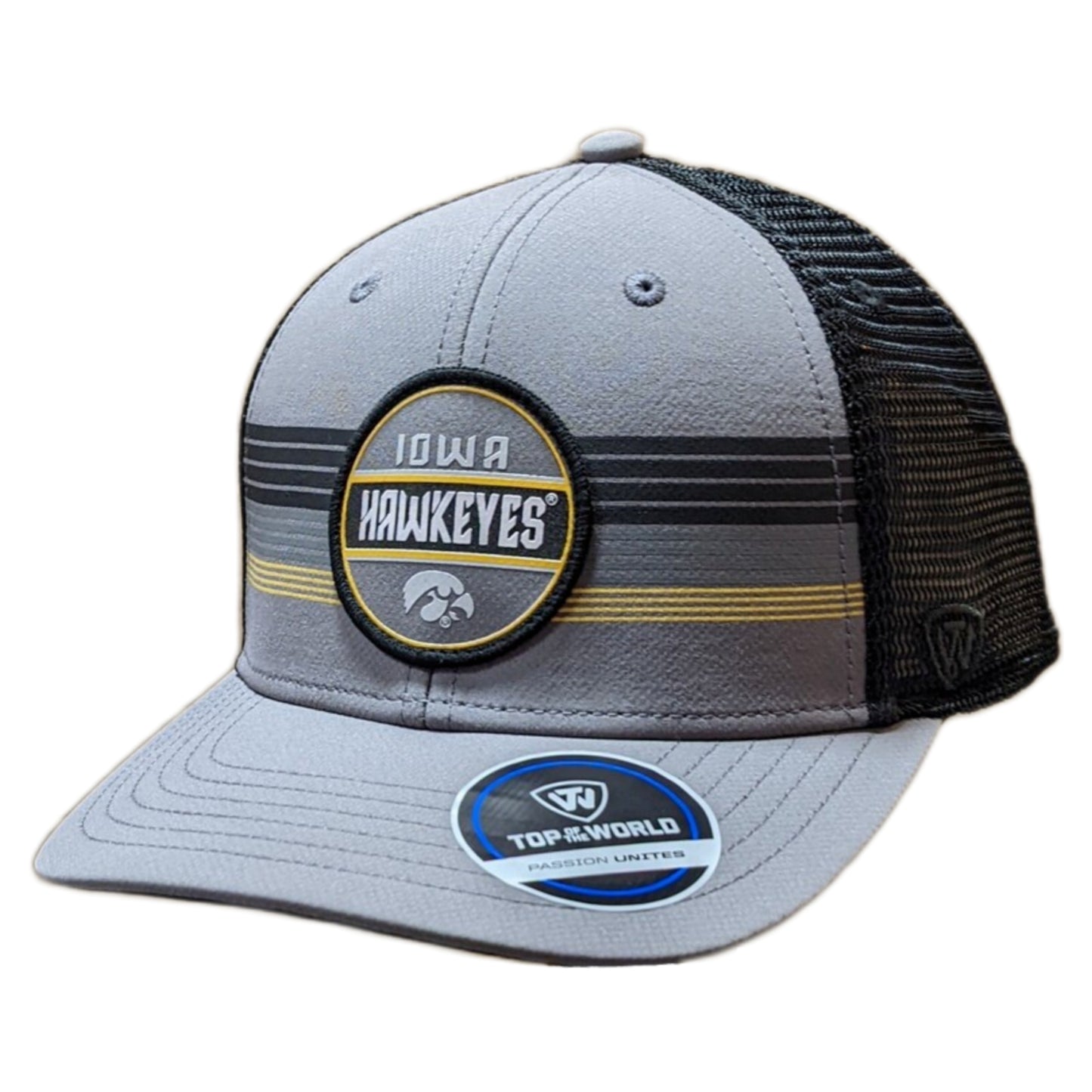 Iowa Hawkeyes Top of the World Gray/Black Trucker Adjustable Snapback Hat