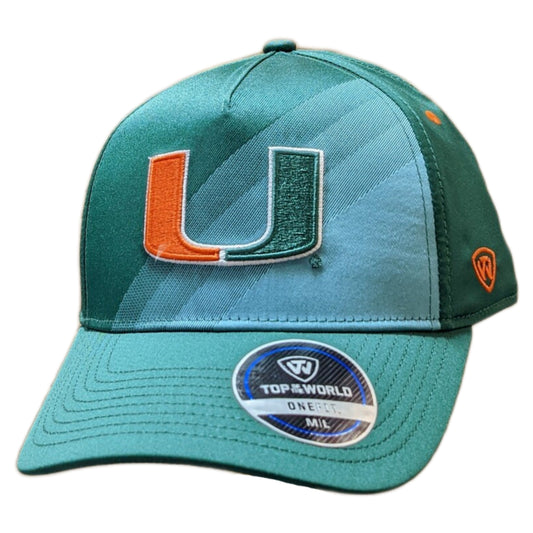 Men's Miami Hurricanes True Class Green Flex Fit Hat By Top Of the World