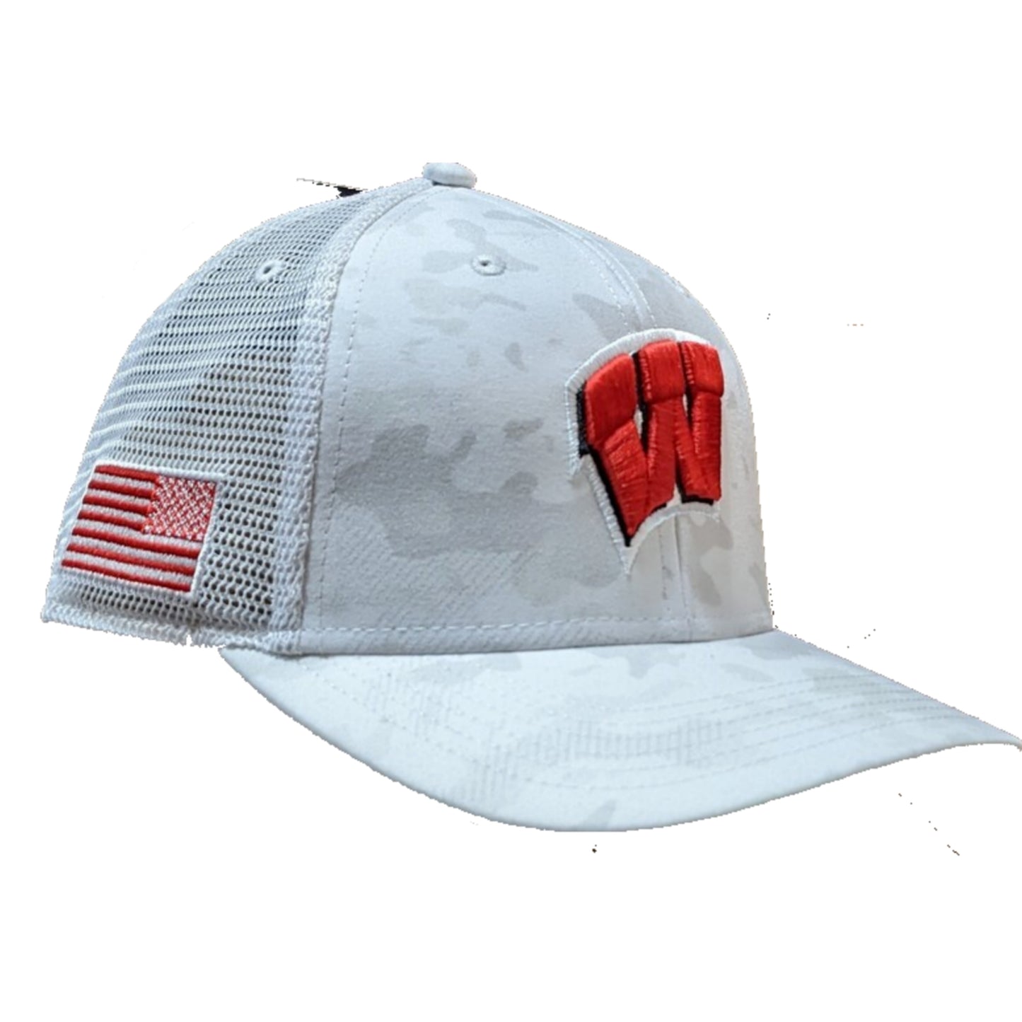Wisconsin Badgers Operation Hat Trick Military White Trucker Adjustable Top of the World Hat