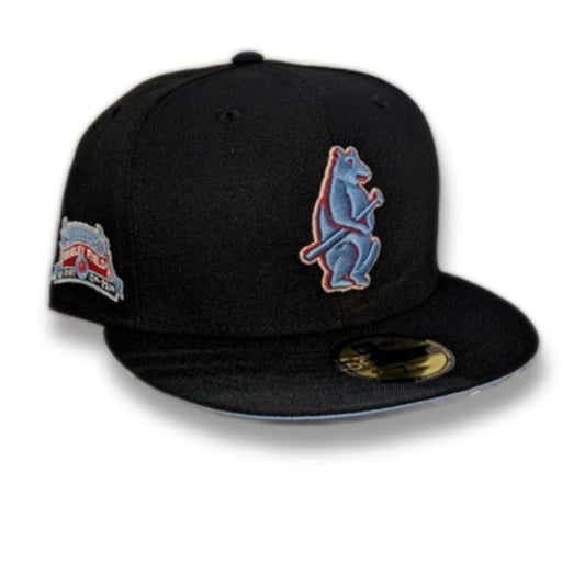 Chicago Cubs Cooperstown Collection Wrigley Field Black/ Sky Blue New Era 59FIFTY Fitted Hat