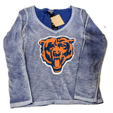 Womens Chicago Bears Long Sleeve Burnout Wash Bearhead T-Shirt - Pro Jersey Sports