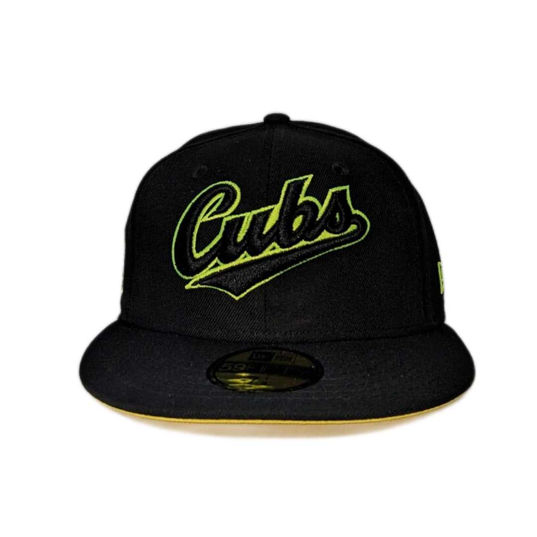 Chicago Cubs New Era Cooperstown Collection Gotham Black & Yellow 59FIFTY Fitted Hat