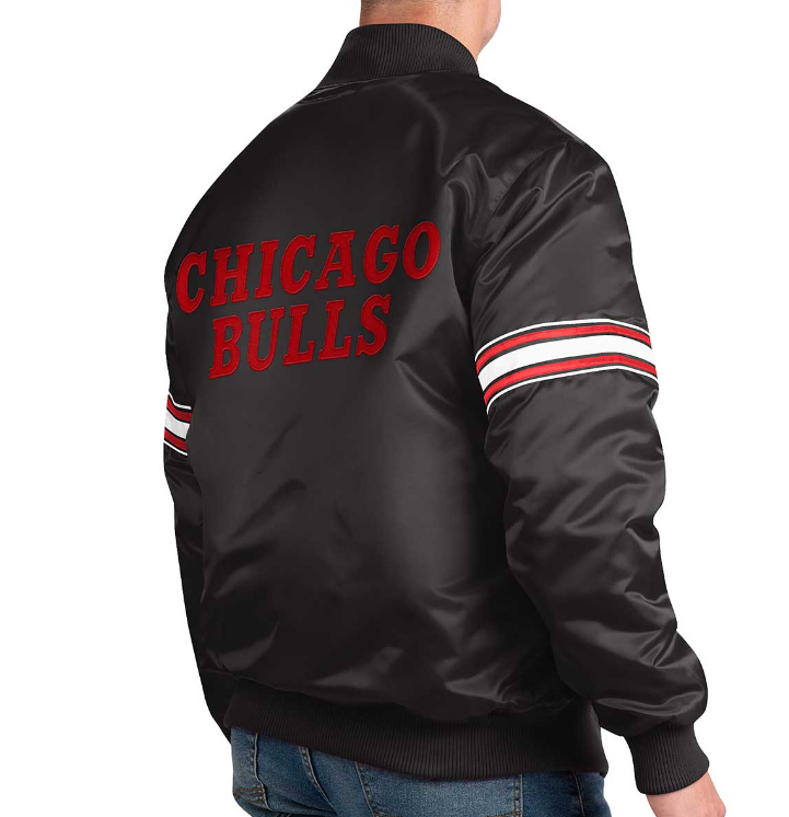 Men's Chicago Bulls Black Pick & Roll Satin Starter Jacket