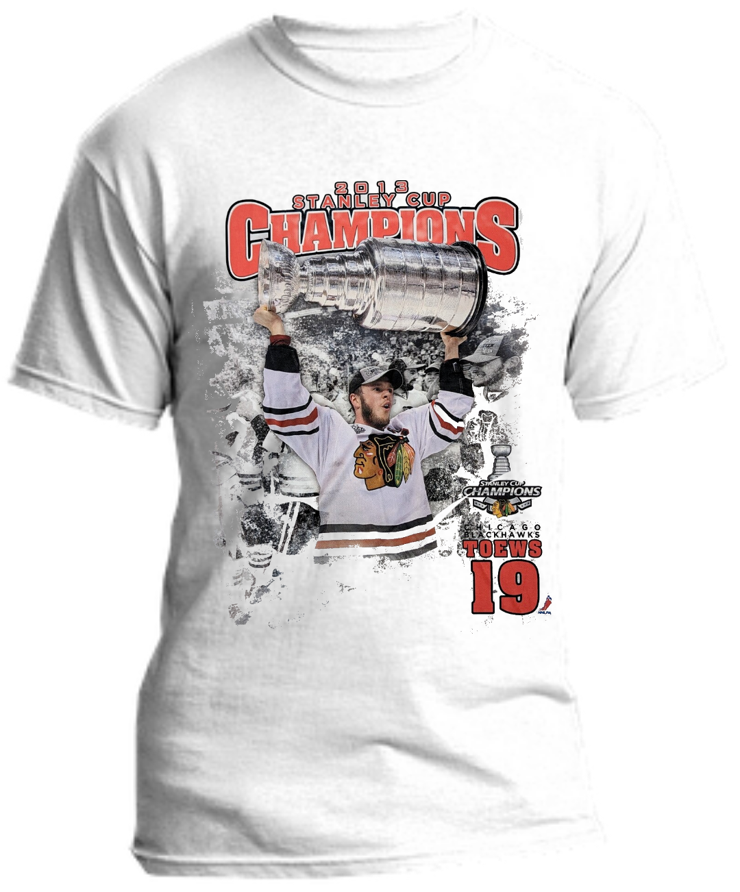 Men's Chicago Blackhawks 2013 Stanley Cup Champions Jonathan Toews White Performance Tee By Levelwear