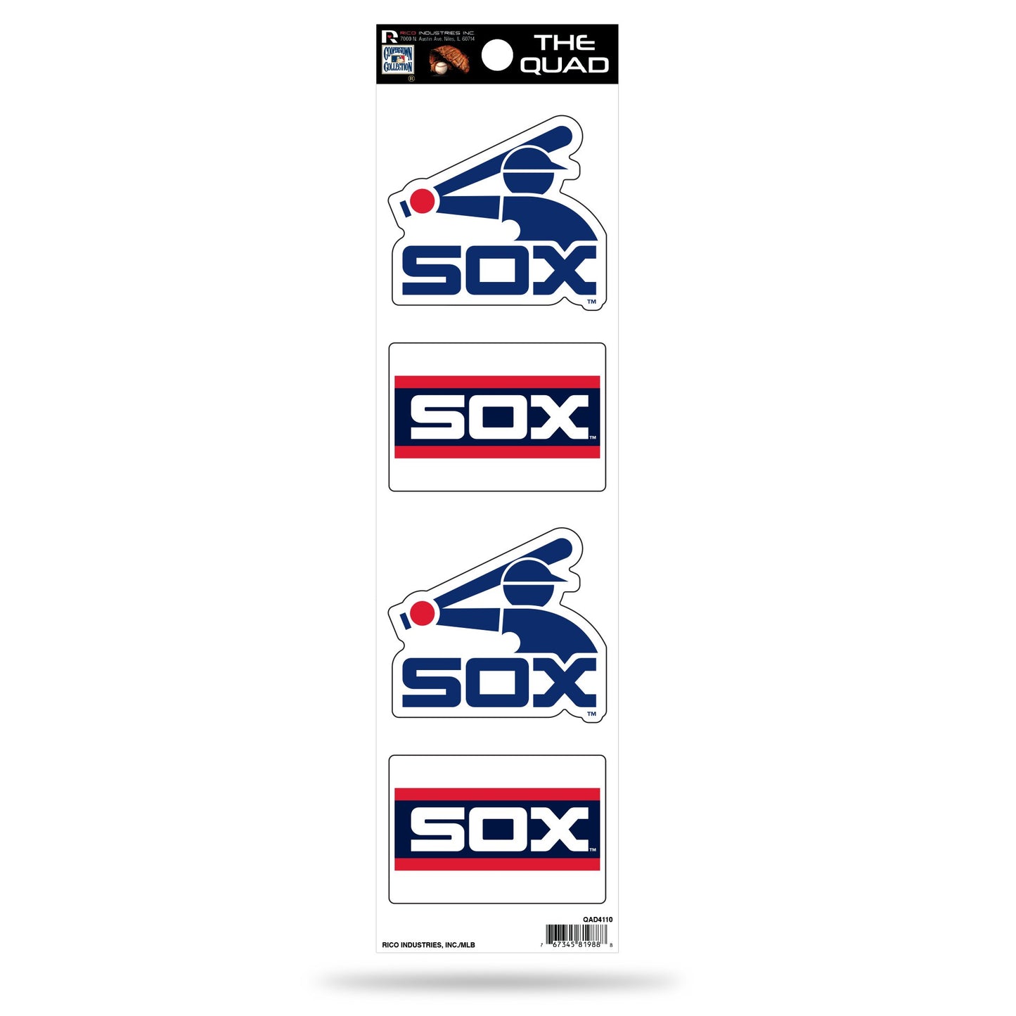 Chicago White Sox Retro Throwback - Set Of 4 Quad Sticker Sheet