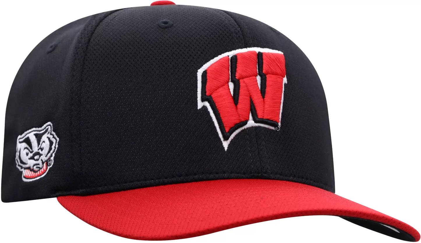 Wisconsin Badgers Top of the World Two-Tone Reflex Hybrid Tech Flex Hat -Black/Red