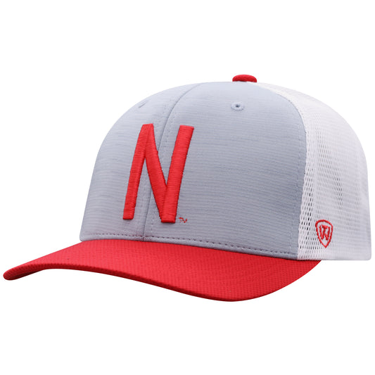 Men's Nebraska Cornhuskers Stamp 3-Tone Flex Fit Hat By Top Of the World