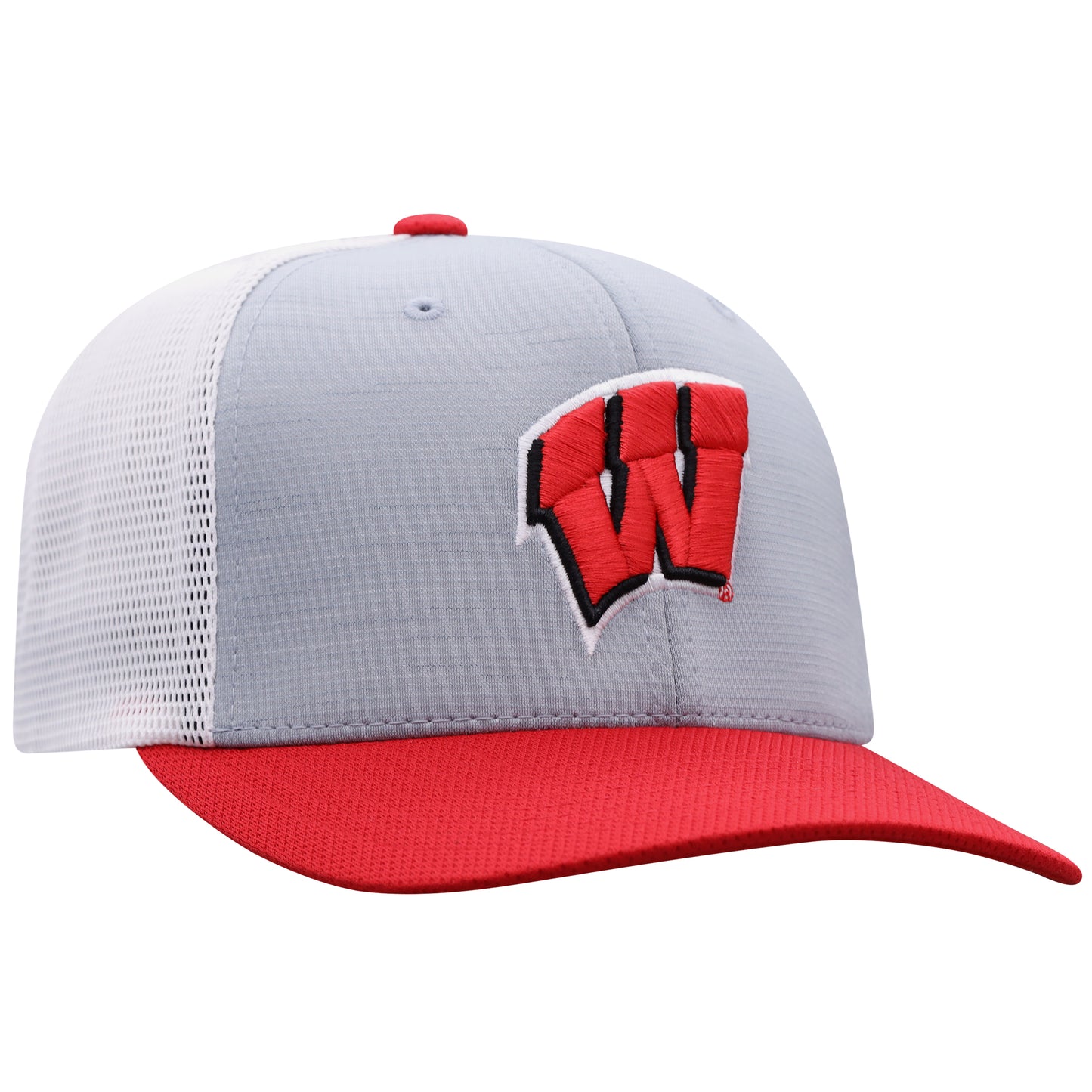 Men's Wisconsin Badgers Stamp 3-Tone Flex Fit Hat By Top Of the World