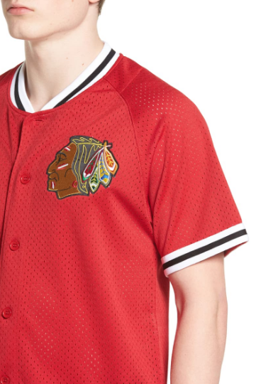 Chicago Blackhawks Red Seasoned Pro Mesh Button Front Jersey By Mitchell & Ness