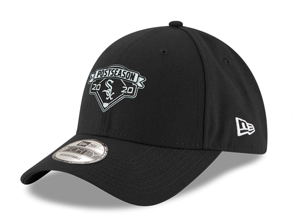 Men's Chicago White Sox New Era Black 2020 Postseason Locker Room 9FORTY Adjustable Hat