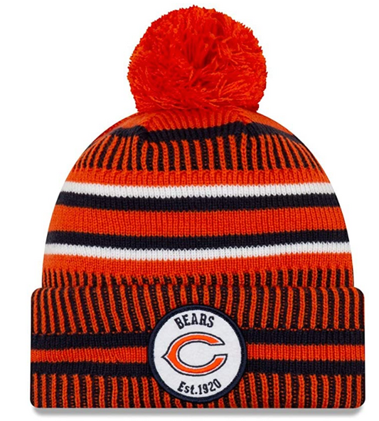 Men's Chicago Bears New Era Navy/Orange 2019 NFL Sideline Home Official Logo Sport Knit Hat