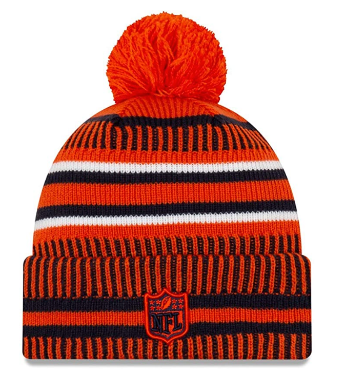 Men's Chicago Bears New Era Navy/Orange 2019 NFL Sideline Home Official Logo Sport Knit Hat